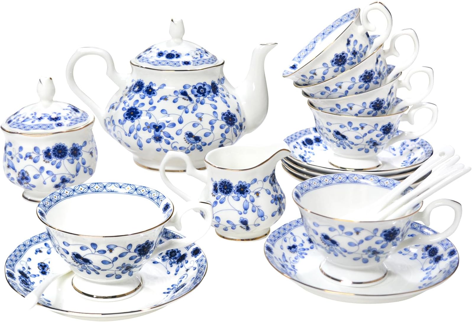 Blue and White Tea Set